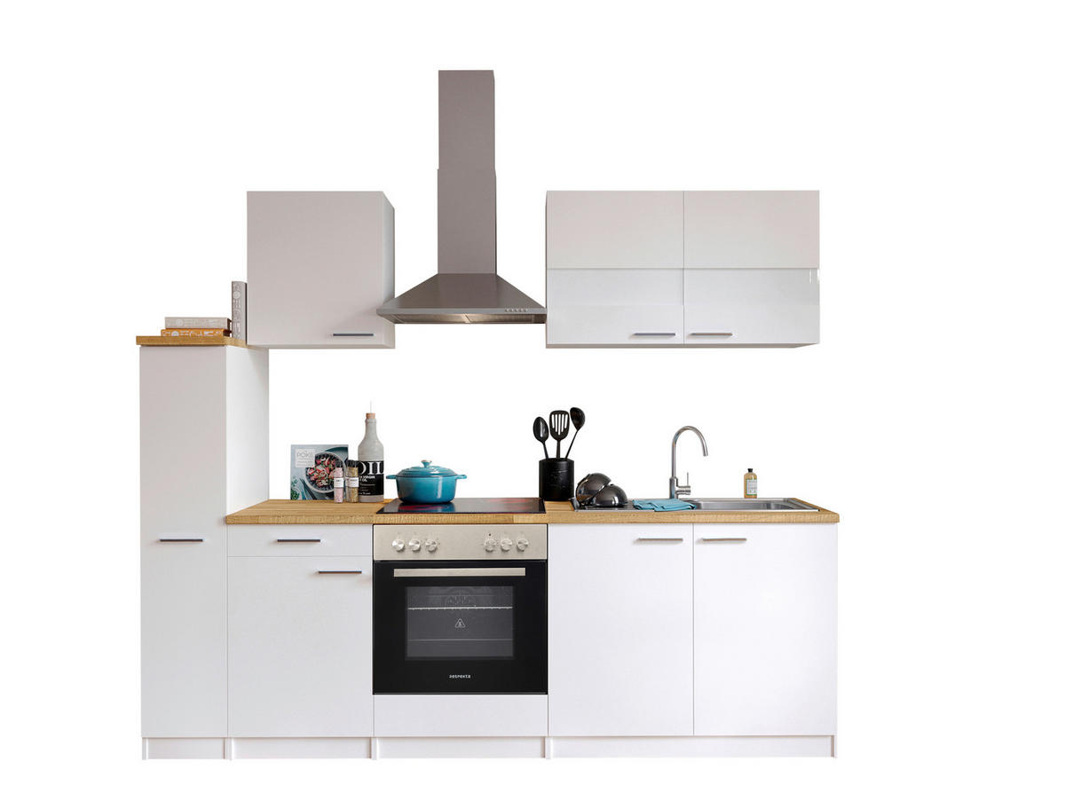MODULKÖK 240 cm   i vit  - stålfärgad/vit, Basics, metall/trämaterial (240cm) - Respekta