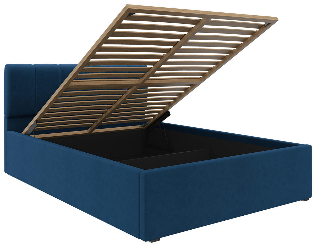 POLSTERBETT Lattenrost, Bettkasten Royalblau 140/200 cm  - Royalblau/Schwarz, Design, Holz/Kunststoff (140/200cm) - Stylife