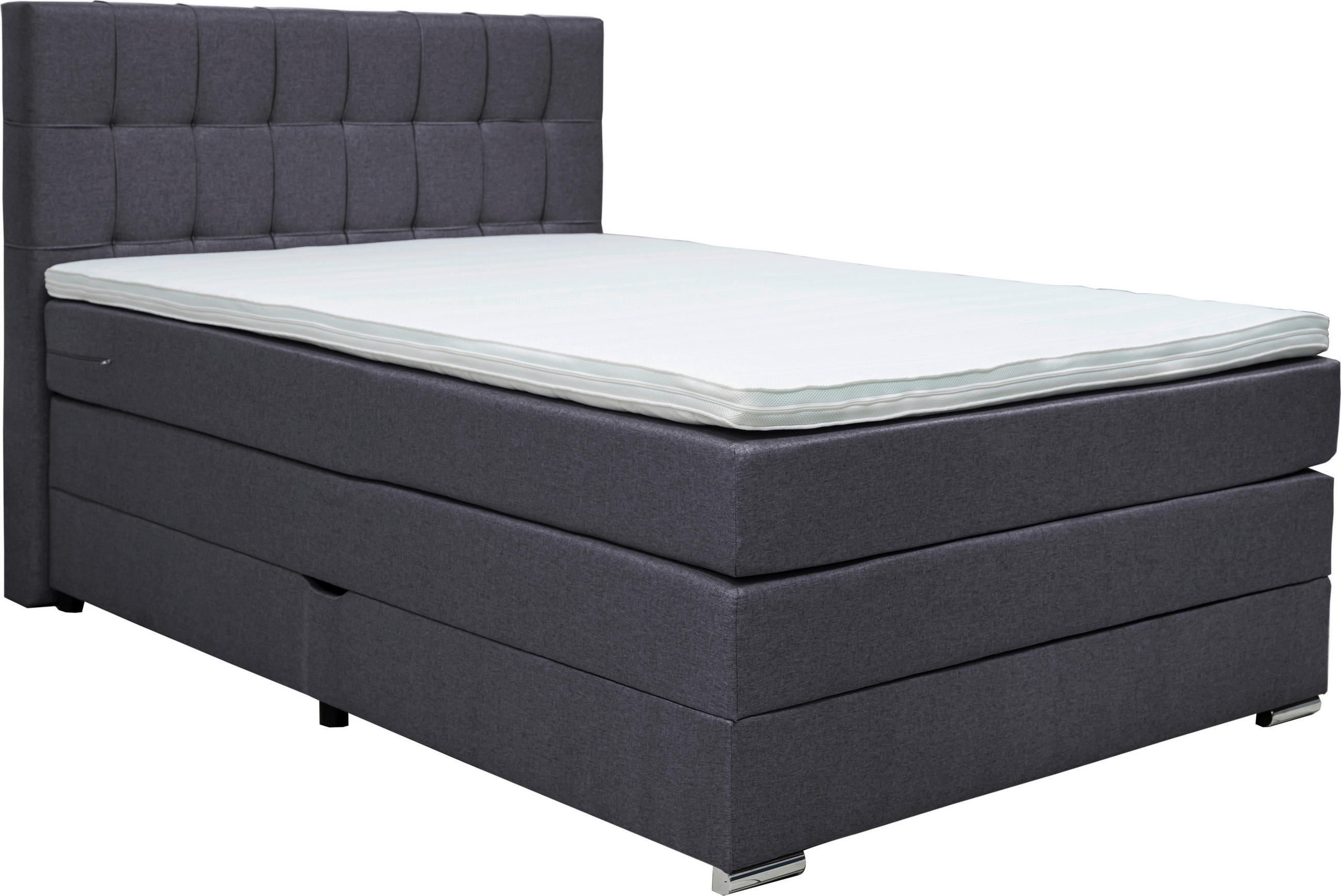 BOXSPRINGBETT 140/200 cm  in Schwarz  - Alufarben/Schwarz, KONVENTIONELL, Kunststoff/Textil (140/200cm) - Carryhome