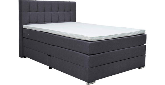 BOXSPRINGBETT 140/200 cm  in Schwarz  - Alufarben/Schwarz, KONVENTIONELL, Kunststoff/Textil (140/200cm) - Carryhome