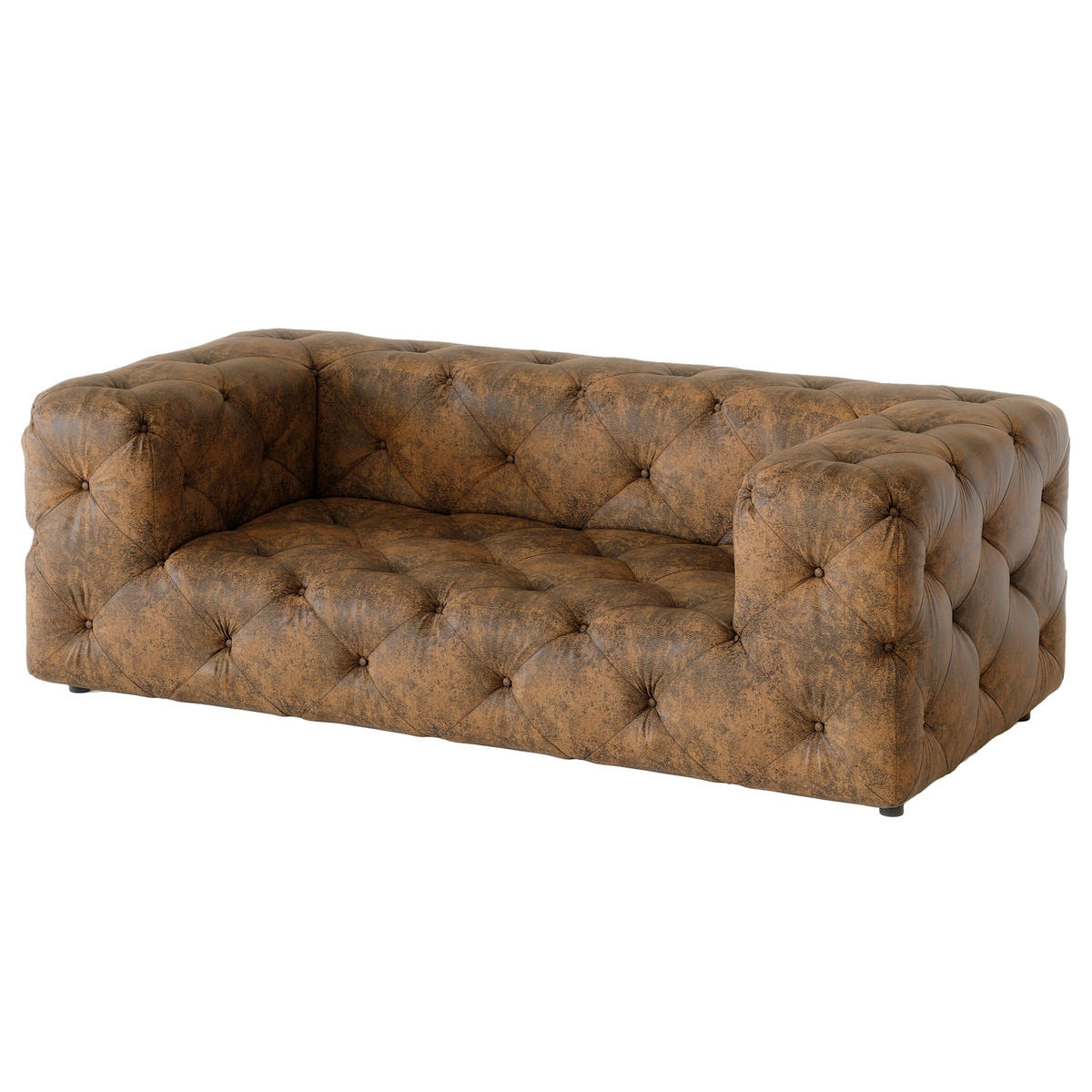 2-SITZER-SOFA Lederlook Dunkelbraun  - Dunkelbraun/Schwarz, Design, Kunststoff/Textil (193/71/100cm) - P & B