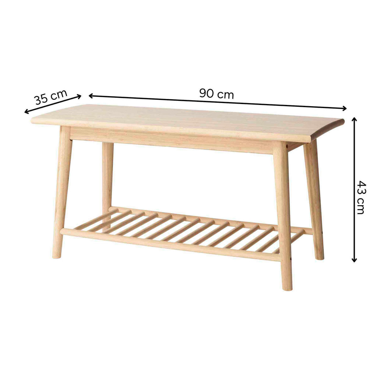 SCHUHBANK 90/45/35 cm  - Naturfarben, ROMANTIK / LANDHAUS, Holz (90/45/35cm) - MID.YOU