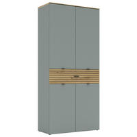 SCHUHSCHRANK 90/196/41 cm  - Schwarz/Eiche Artisan, Modern, Holzwerkstoff/Metall (90/196/41cm) - Voleo