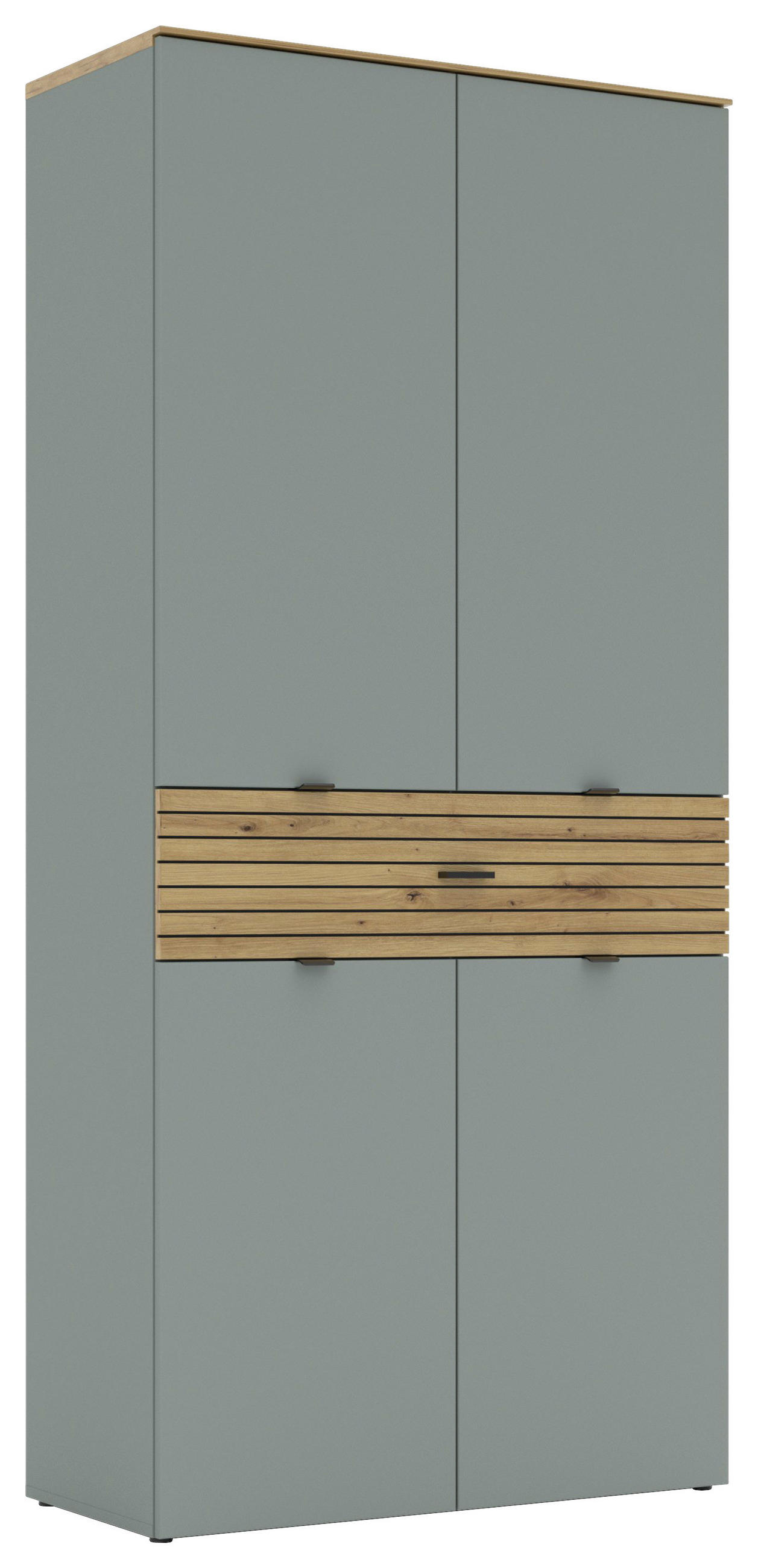 Voleo Schuhschrank Grün, Eiche Artisan 90x196x41 cm