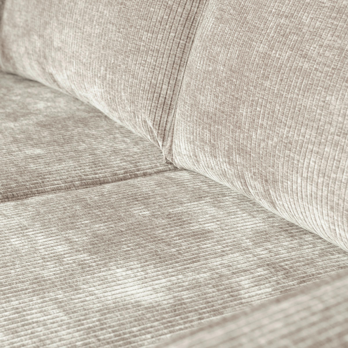 3-SITZER-SOFA Rodeo gerippt Sandfarben  - Sandfarben/Schwarz, MODERN, Textil/Metall (277/85/86cm) - Livetastic