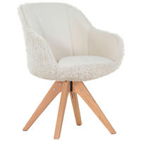 ŽIDLE S PODRUČKAMI, vzhled kůže, plyš, krémová, bílá - bílá/krémová, Trend, dřevo/textil (60/83/65cm) - Landscape