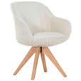 ARMLEHNSTUHL  Typenauswahl, Sitzfläche 360° drehbar Lederlook, Plüsch  - Creme/Naturfarben, Trend, Holz/Textil (60/83/65cm) - Landscape