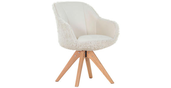 ARMLEHNSTUHL  Typenauswahl, Sitzfläche 360° drehbar Lederlook, Plüsch  - Creme/Naturfarben, Trend, Holz/Textil (60/83/65cm) - Landscape