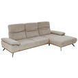 ECKSOFA in Flachgewebe Beige  - Beige/Schwarz, Natur, Holz/Textil (322/201cm) - Voleo