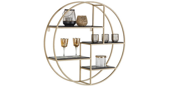 WANDREGAL Akazie teilmassiv Schwarz, Goldfarben - Goldfarben/Schwarz, Trend, Holz/Metall (80/80/22cm) - Xora