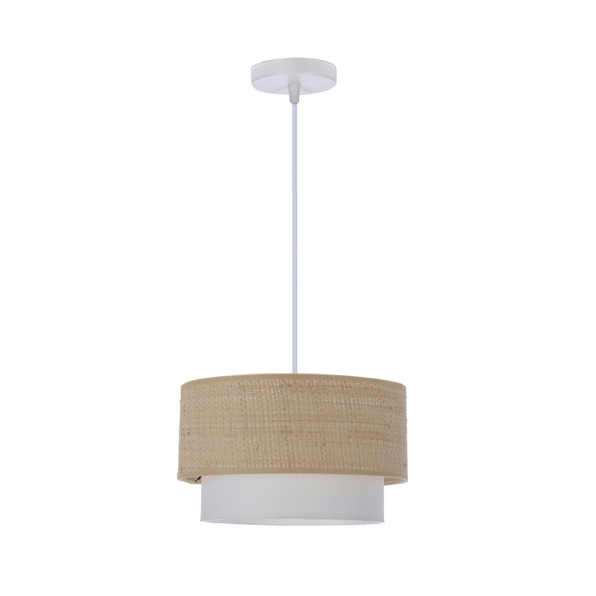 PENDELLEUCHTE Ritana 25/25/115 cm   - Beige/Weiß, Natur, Kunststoff/Metall (25/25/115cm)