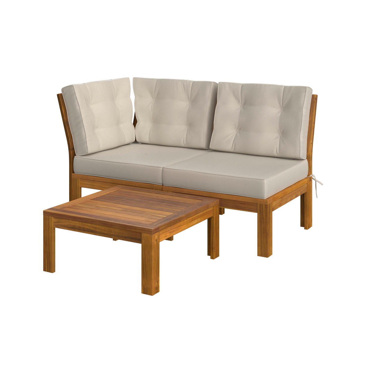 LOUNGEGARNITUR Akazie vollmassiv  - Beige/Akaziefarben, MODERN, Holz/Textil - Ambia Garden