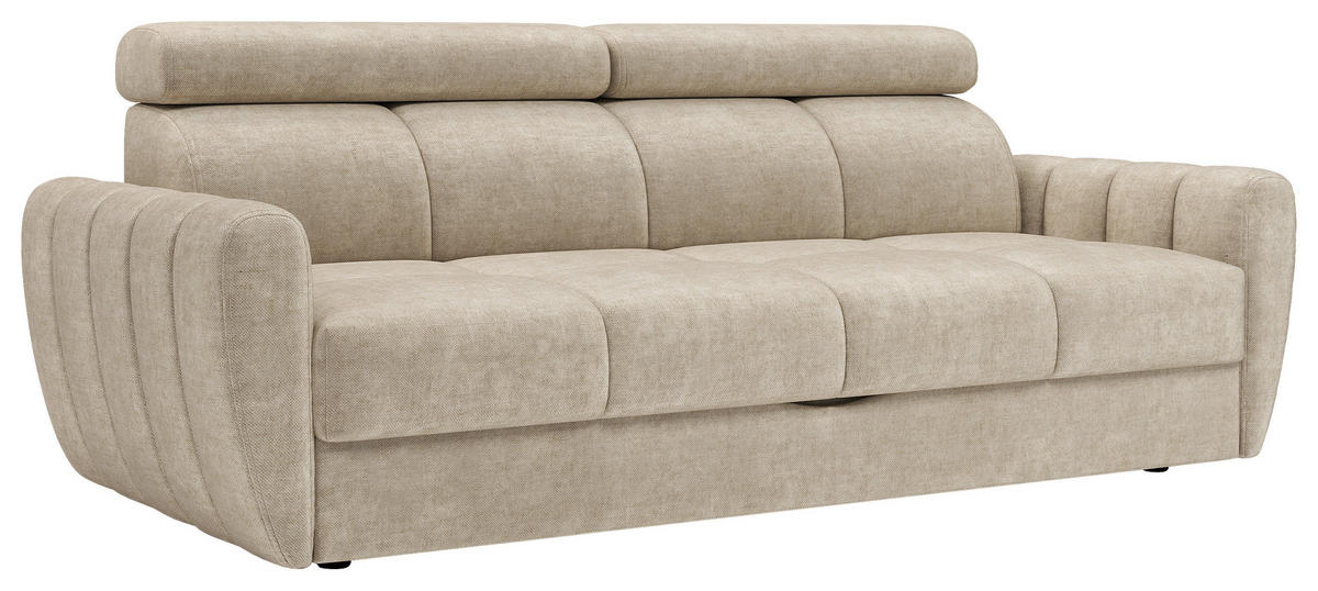 SCHLAFSOFA Flachgewebe Beige  - Beige/Schwarz, KONVENTIONELL, Textil/Metall (227/86-100/99cm) - Milino