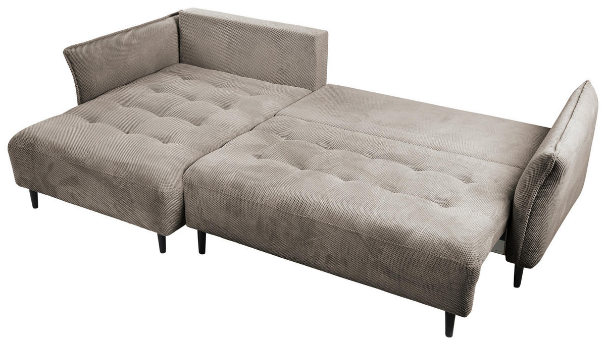 ECKSOFA in Chenille Taupe  - Taupe/Schwarz, Modern, Textil/Metall (200/285cm) - MID.YOU