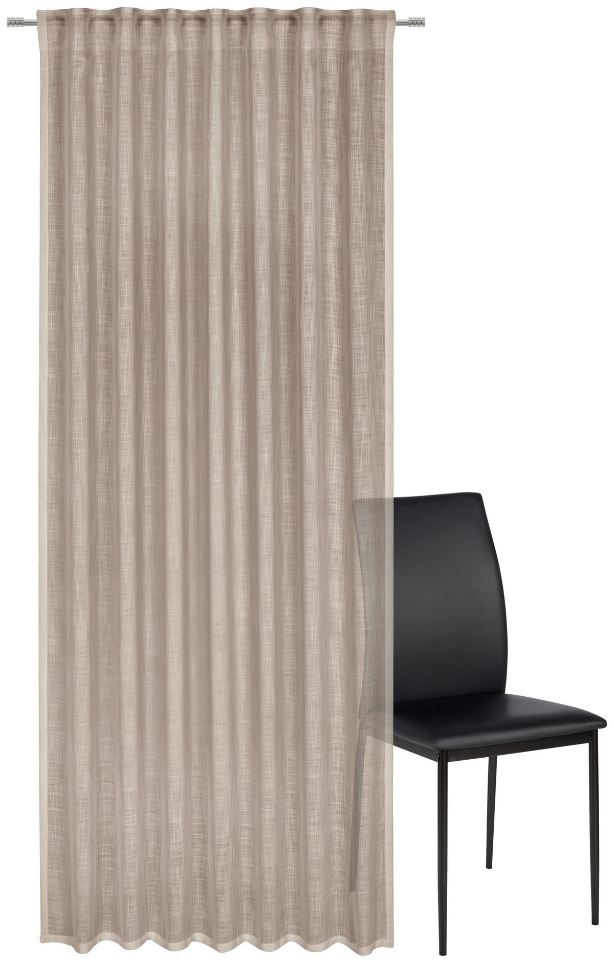 HOTOVÝ ZÁVĚS, poloprůhledné, 140/245 cm - hnědá, Natur, textil (140/245cm) - Esposa