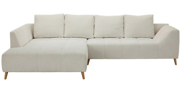 ECKSOFA in Flachgewebe Grauweiß  202/306 cm  - Buchefarben/Grauweiß, KONVENTIONELL, Holz/Textil (202/306cm) - Carryhome