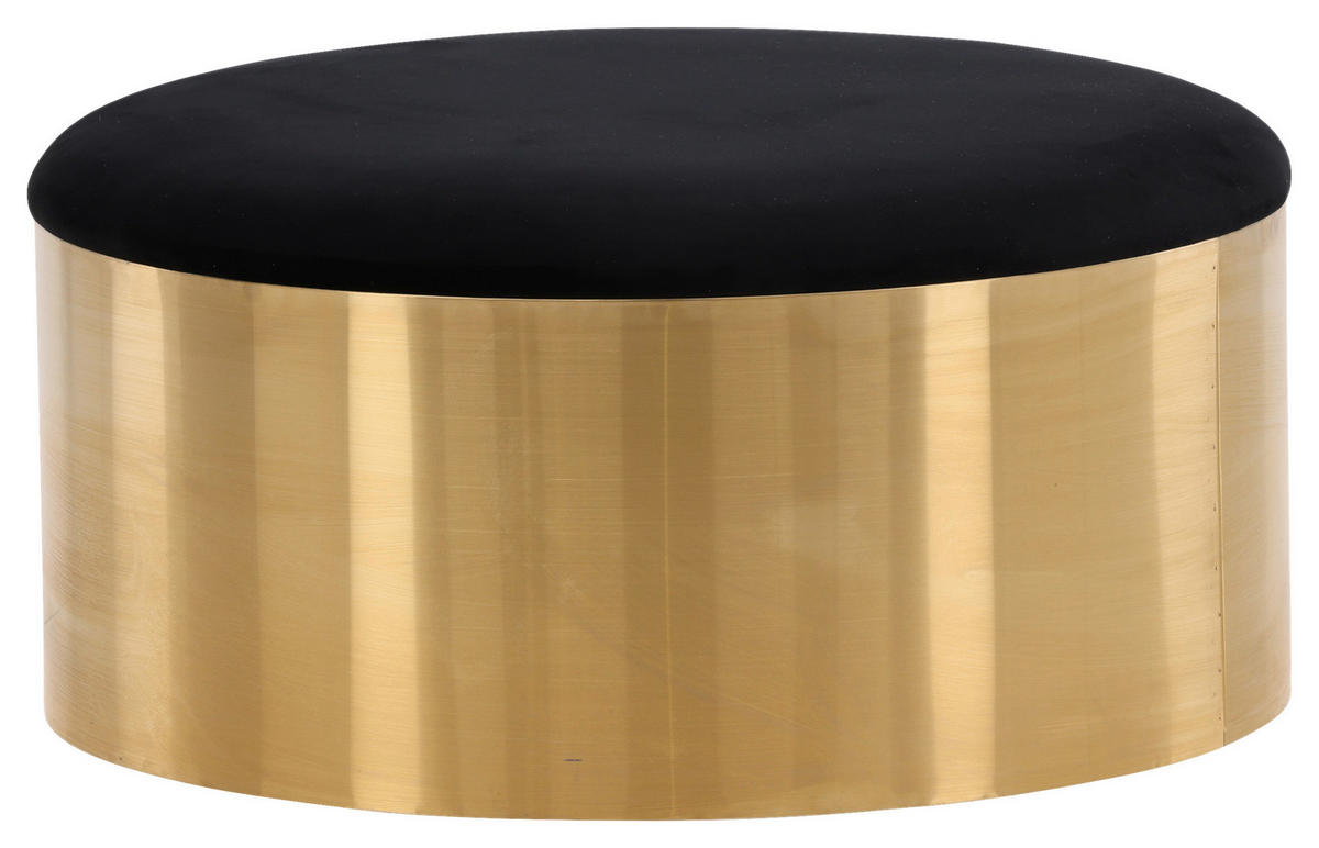 HOCKER Samt Schwarz, Goldfarben  - Goldfarben/Schwarz, Design, Textil/Metall (45/46/45cm) - Livetastic