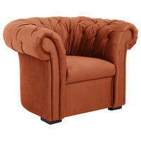 CHESTERFIELD-SESSEL Velours Rostfarben    - Rostfarben/Schwarz, Design, Holz/Textil (114/78/91cm) - MID.YOU