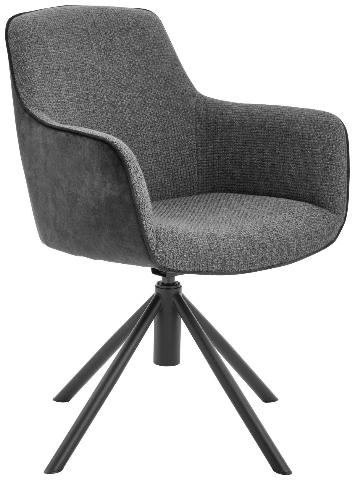 ARMLEHNSTUHL  in Eisen Flachgewebe  - Anthrazit/Schwarz, Design, Textil/Metall (60/88/64cm) - Novel