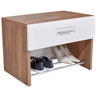 GARDEROBNA KLOP bela, barve hrasta - barve kroma/barve hrasta, Design, umetna masa/leseni material (70/44/36cm) - Xora