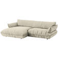 ECKSOFA  in Flachgewebe Creme  185/264 cm  - Creme/Schwarz, Design, Kunststoff/Textil (185/264cm) - Belluti