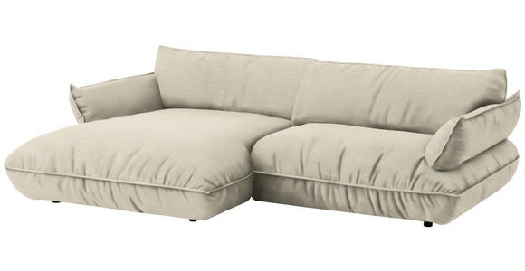 ECKSOFA  in Flachgewebe Creme  185/264 cm  - Creme/Schwarz, Design, Kunststoff/Textil (185/264cm) - Belluti