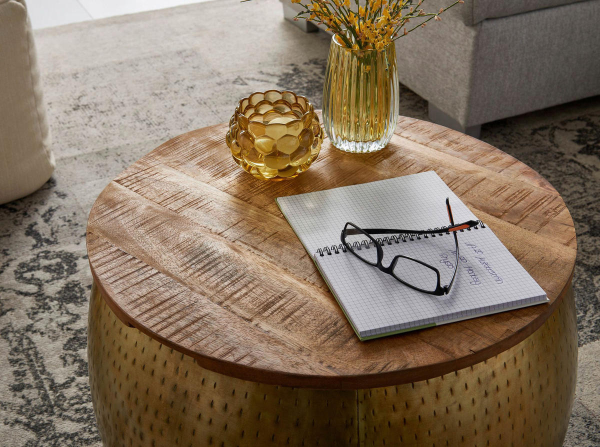 COUCHTISCH in Holz 60/60/40 cm  - Goldfarben, Modern, Holz/Metall (60/60/40cm) - MID.YOU