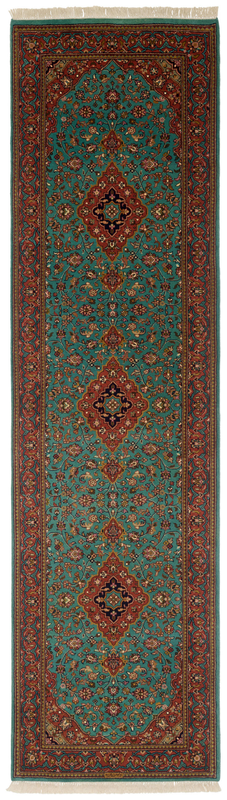 ORIENTTEPPICH 80/300 cm Kashan LT Blue/Peach Orange, Hellblau  - Orange/Hellblau, LIFESTYLE, Textil (80/300cm) - Cazaris