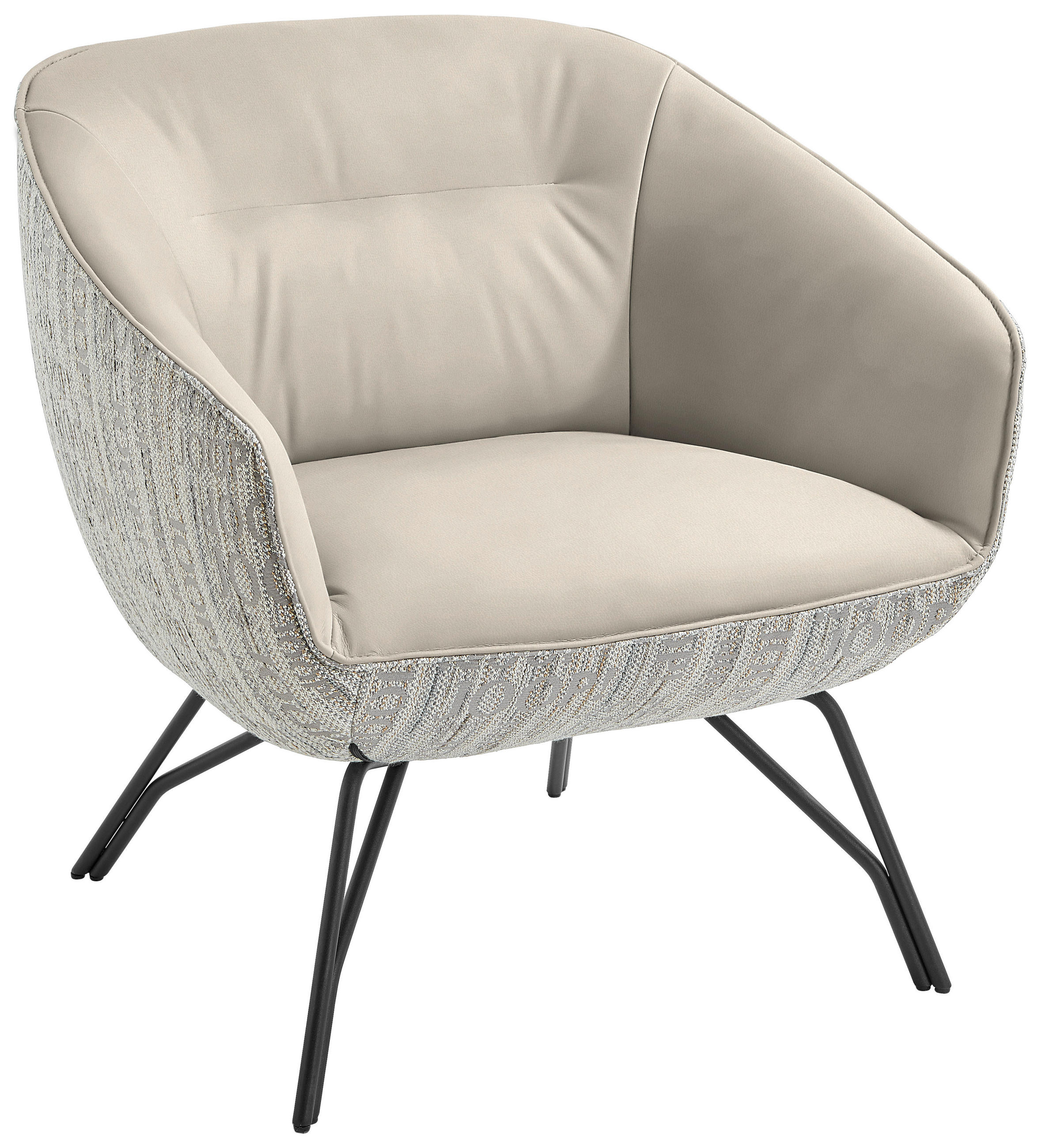 COCKTAILSESSEL - Ecru/Anthrazit, Design, Leder/Textil (76/80/73cm) - Joop!