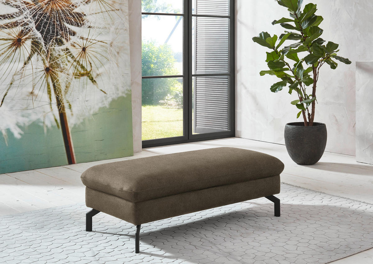 ECKSOFA in Velours Graubraun  - Graubraun/Schwarz, Design, Textil/Metall (306/179cm) - Beldomo System