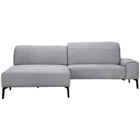 ECKSOFA in Mikrofaser Hellgrau  - Hellgrau/Schwarz, Design, Textil/Metall (203/273cm) - Johann Jakob