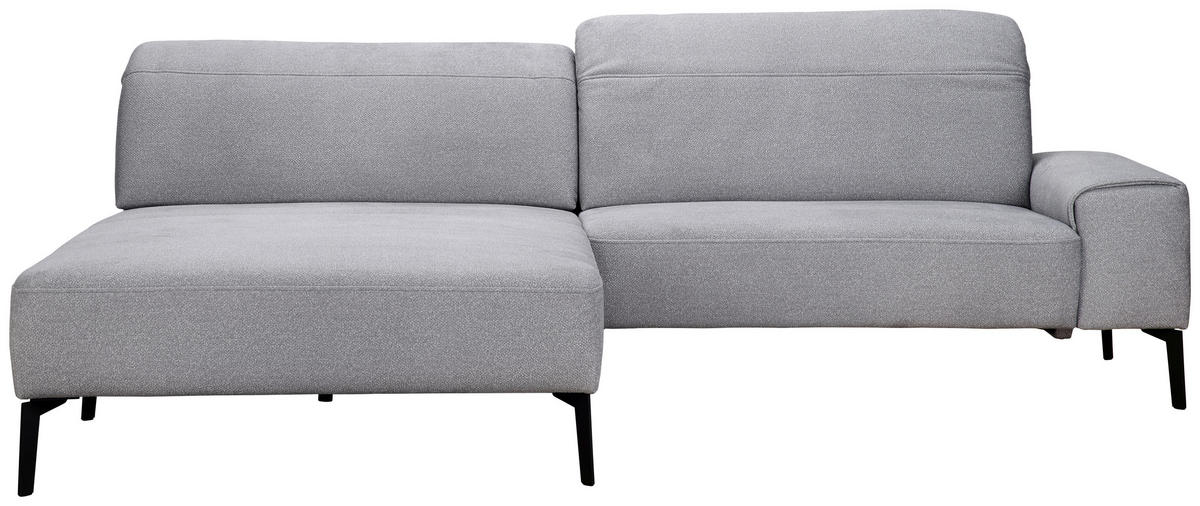 ECKSOFA in Mikrofaser Hellgrau  - Hellgrau/Schwarz, Design, Textil/Metall (203/273cm) - Johann Jakob