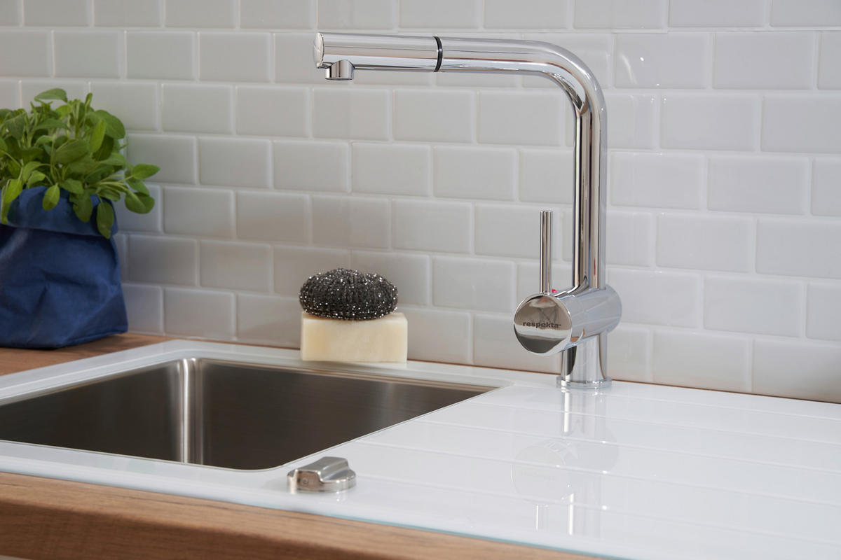 SPÜLE 1720NEWYORK86X50W  - Weiß, Trend, Glas/Metall (86/21/50cm) - Respekta