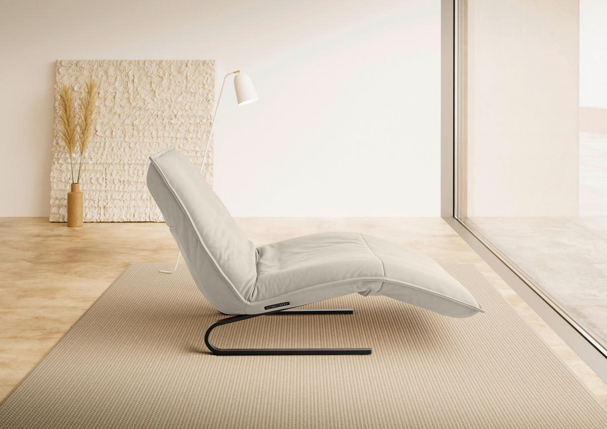 RELAXLIEGE Echtleder Beige  - Beige/Schwarz, Design, Leder/Metall (86/42-83/141-180cm) - Koinor