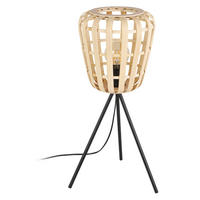 TISCHLEUCHTE - Schwarz/Naturfarben, Natur, Holz/Metall (24/59cm) - Eglo