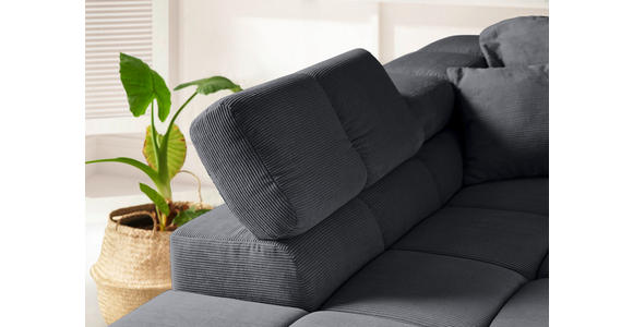 ECKSOFA in Feincord Anthrazit  - Anthrazit/Schwarz, Design, Kunststoff/Textil (215/319cm) - Hom`in