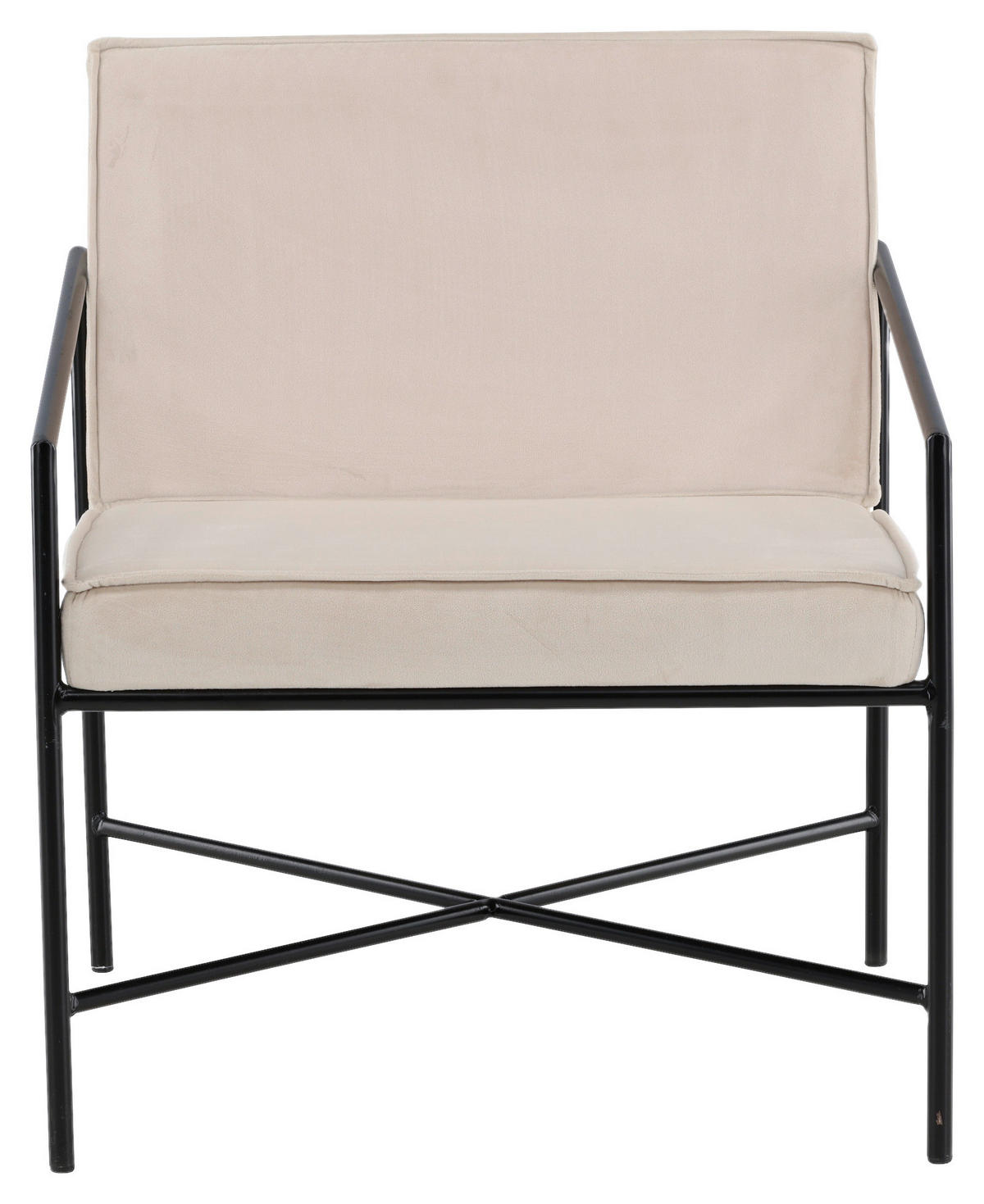 SESSEL in Samt Schwarz, Beige  - Beige/Schwarz, Design, Textil/Metall (66/78/65cm) - Livetastic