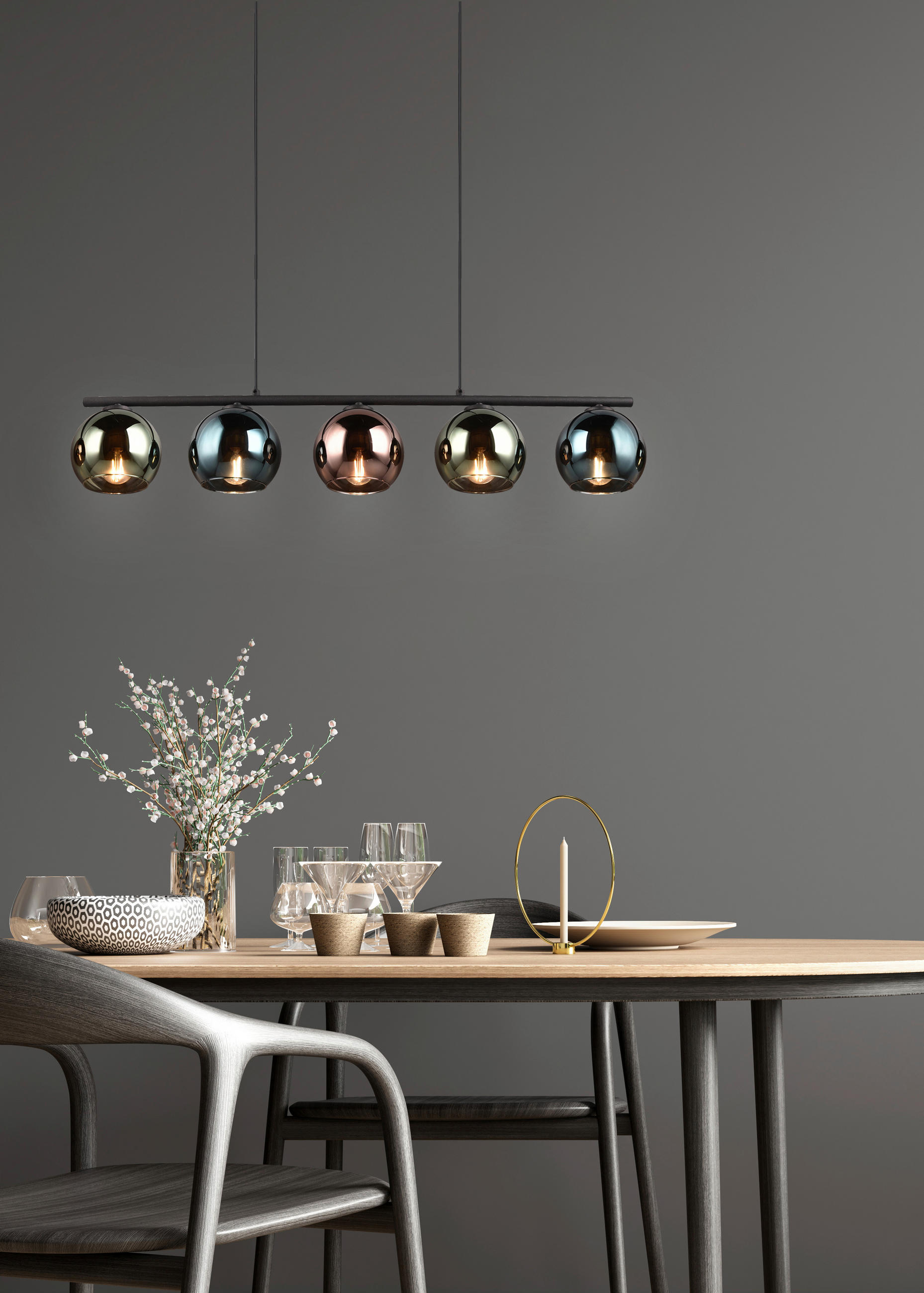 PENDELLEUCHTE 83/13/150 cm  - Blau/Multicolor, Design, Glas/Metall (83/13/150cm)