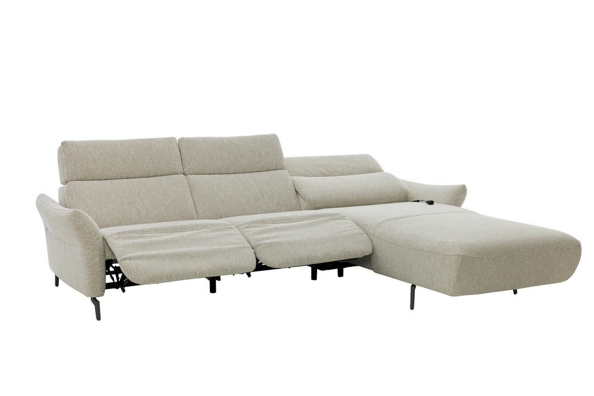 ECKSOFA Musterring Naturfarben Webstoff  - Schwarz/Naturfarben, Design, Textil/Metall (275/177cm) - Musterring