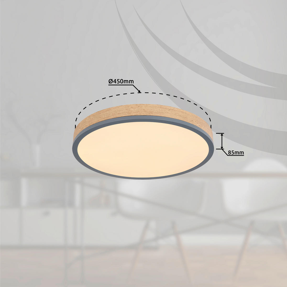 LED-DECKENLEUCHTE DORO 45/8,5 cm   - Dunkelbraun/Opal, KONVENTIONELL, Holzwerkstoff/Kunststoff (45/8,5cm) - Globo