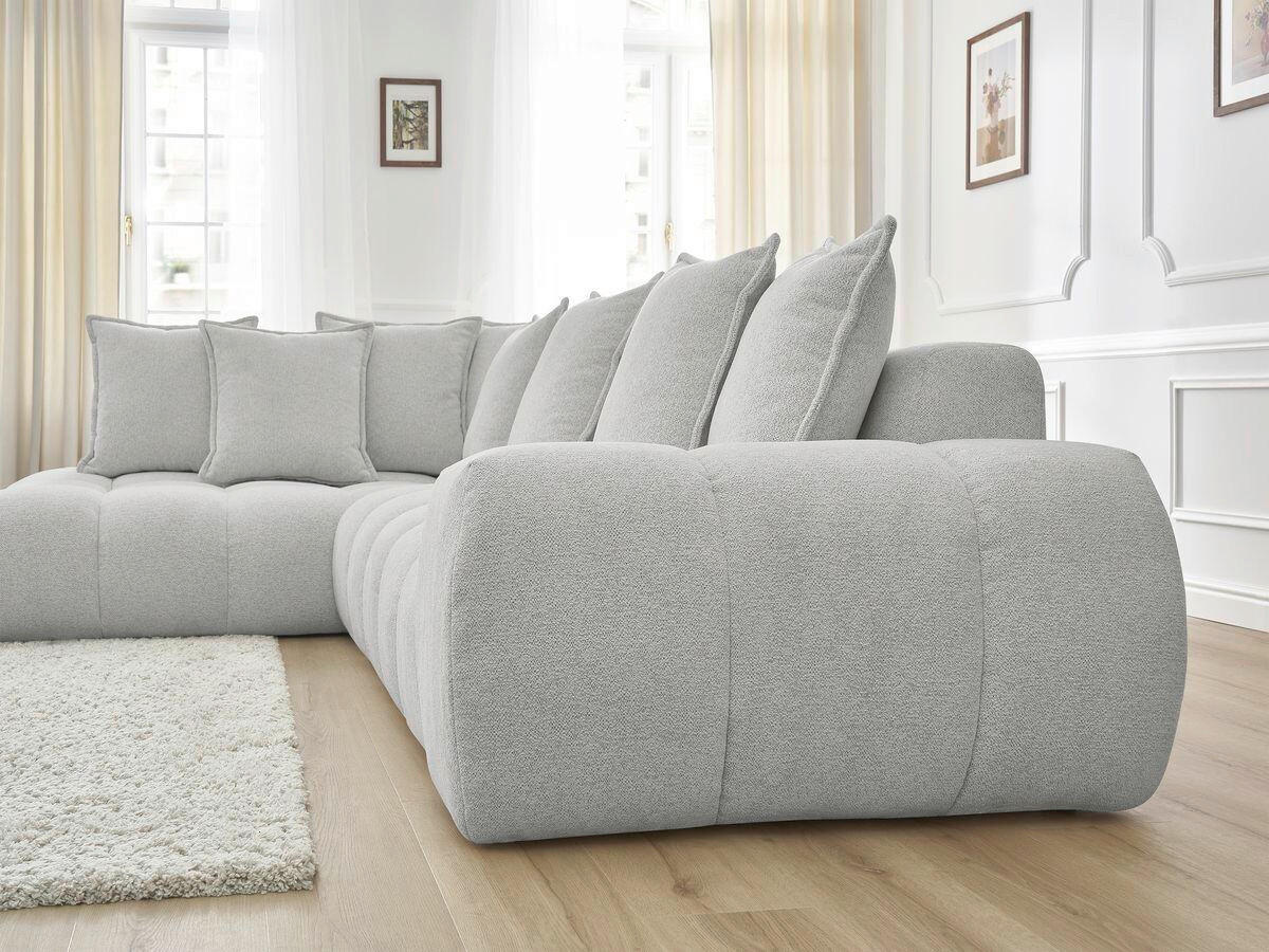 ECKSOFA Ottomane links  EVEREST Hellgrau Flachgewebe  - Hellgrau/Schwarz, MODERN, Kunststoff/Textil (210/352cm)