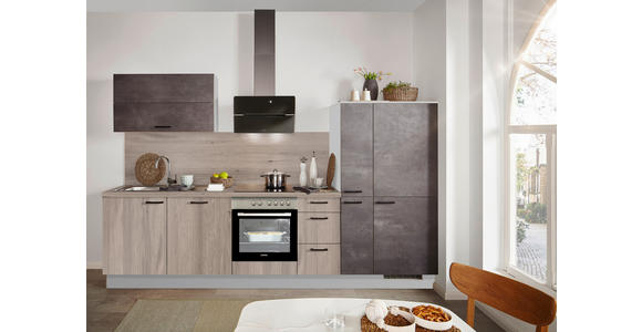 KÜCHENBLOCK 331 cm   in Graphitfarben, Hellgrau, Tannenholzfarben  - Tannenholzfarben/Hellgrau, KONVENTIONELL, Holzwerkstoff/Metall (331cm) - Xora