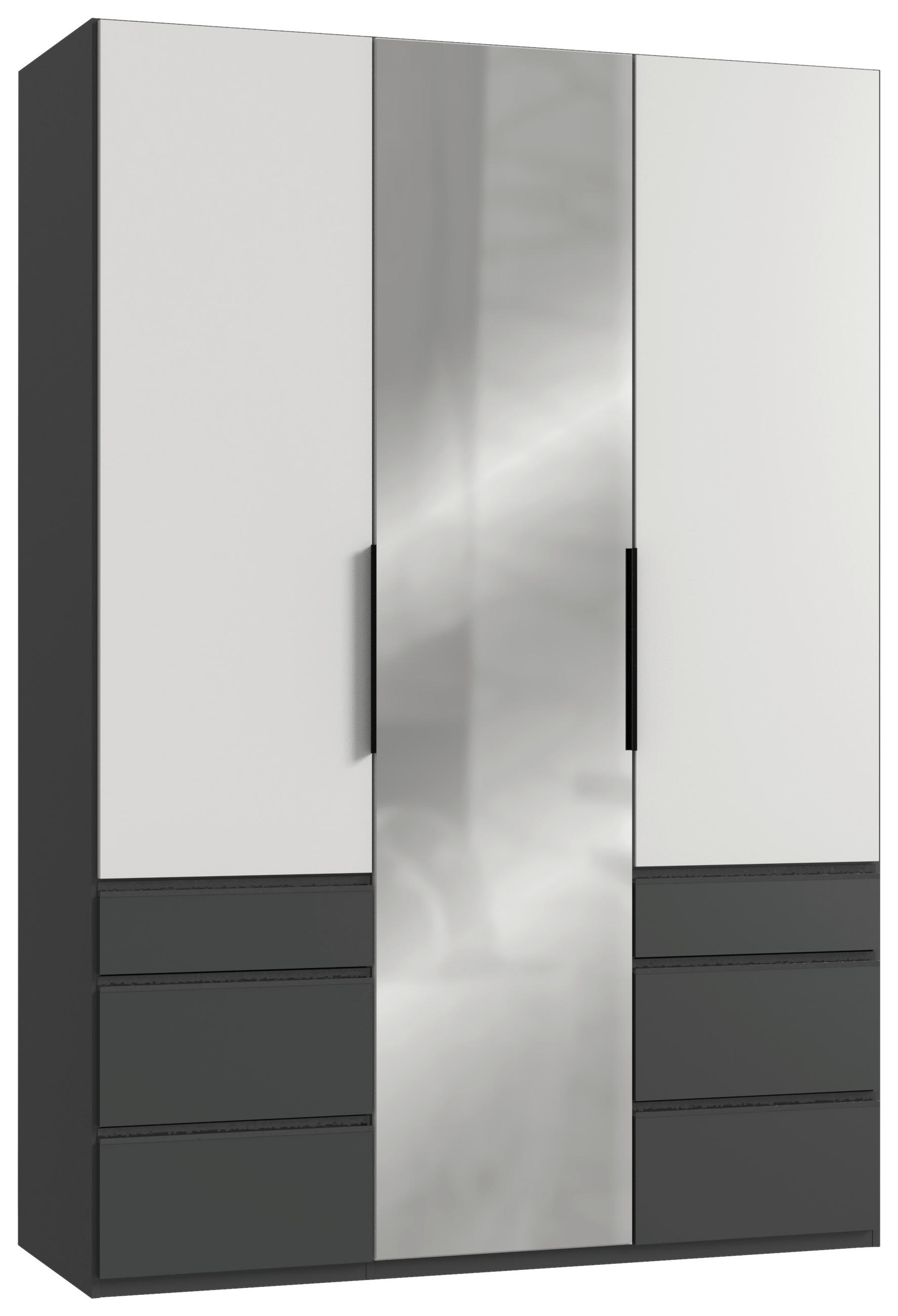 DREHTÜRENSCHRANK  in Graphitfarben, Weiß  - Schwarz/Graphitfarben, KONVENTIONELL, Holzwerkstoff/Metall (150/216/58cm) - Hom`in