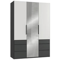 GARDEROB MED GÅNGJÄRN 150/216/58 cm 3-dörrar - vit/grafitfärgad, Klassisk, metall/trämaterial (150/216/58cm) - Ti'me