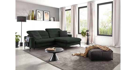ECKSOFA in Flachgewebe Waldgrün 252/191 cm - Waldgrün/Schwarz, Design, Textil/Metall (252/191cm) - Dieter Knoll
