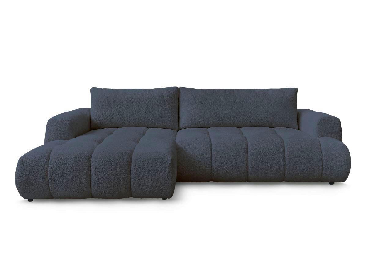 ECKSCHLAFSOFA FUJI Bouclé Dunkelblau  inkl.  - Schwarz/Dunkelblau, MODERN, Kunststoff/Textil (160/292cm)