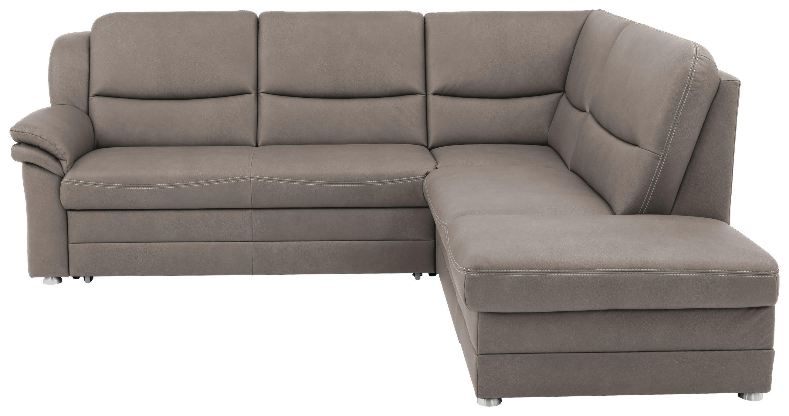ECKSOFA Mikrofaser Grau  - Beige/Alufarben, Konventionell, Textil/Metall (239/219cm) - Beldomo Comfort