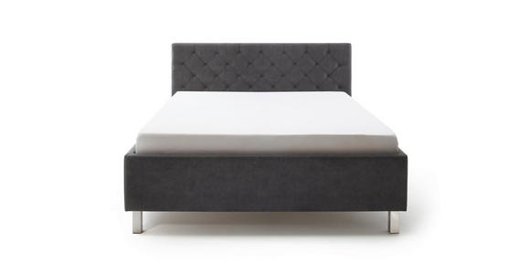 POLSTERBETT 180/200 cm,  in Anthrazit, Matratze, gepolstertes Kopfteil, Lattenrost, Bettkasten, H2 + H3 = mittel + fest  - Anthrazit, Design, Holzwerkstoff/Textil (180/200cm) - Xora