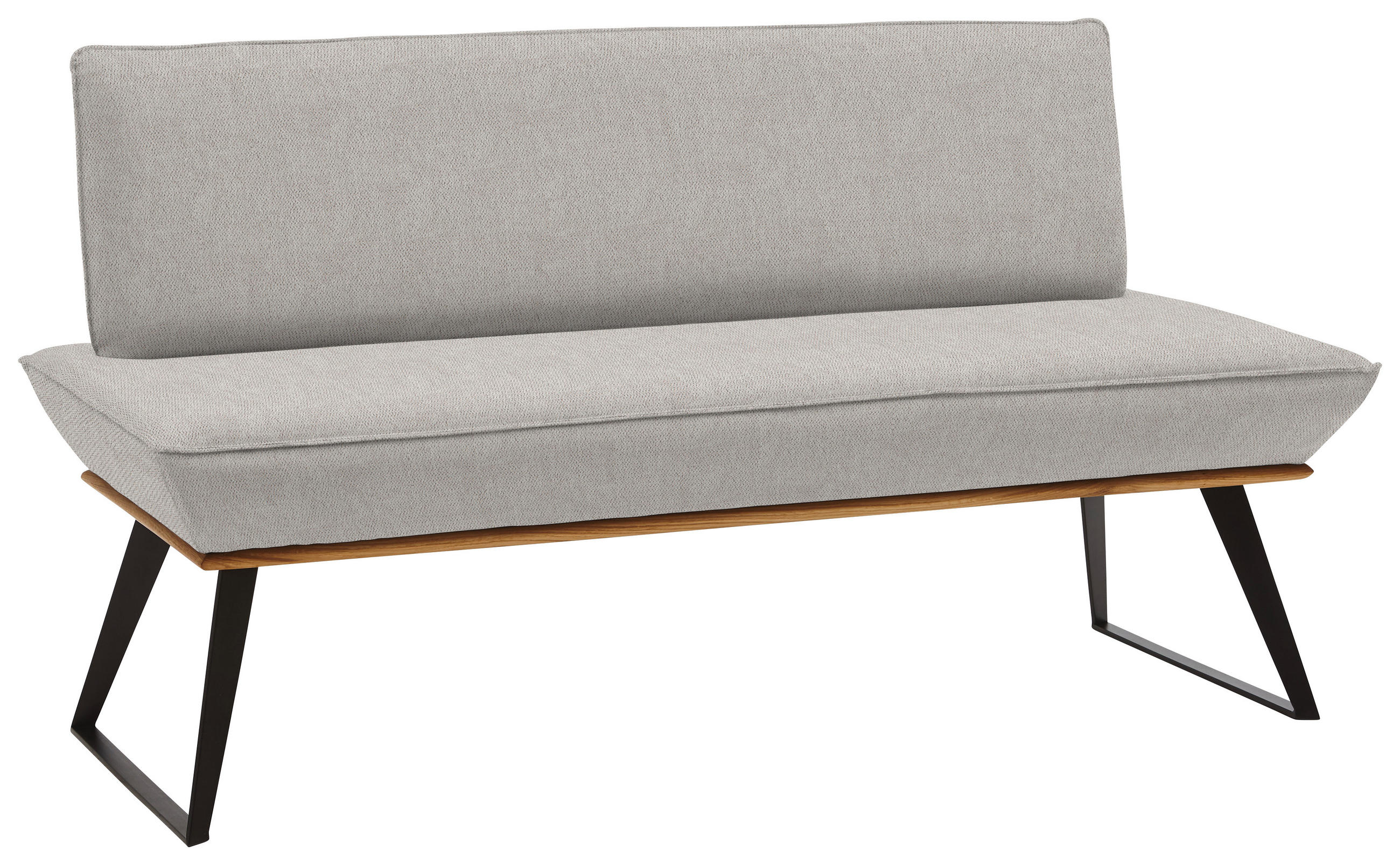 SITZBANK 180/87/64 cm  in Schwarz, Eichefarben, Greige  - Greige/Eichefarben, Design, Holz/Textil (180/87/64cm) - Voleo
