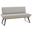 SITZBANK 180/87/64 cm Webstoff Schwarz, Eichefarben, Greige Eiche massiv  - Greige/Eichefarben, Design, Holz/Textil (180/87/64cm) - Voleo